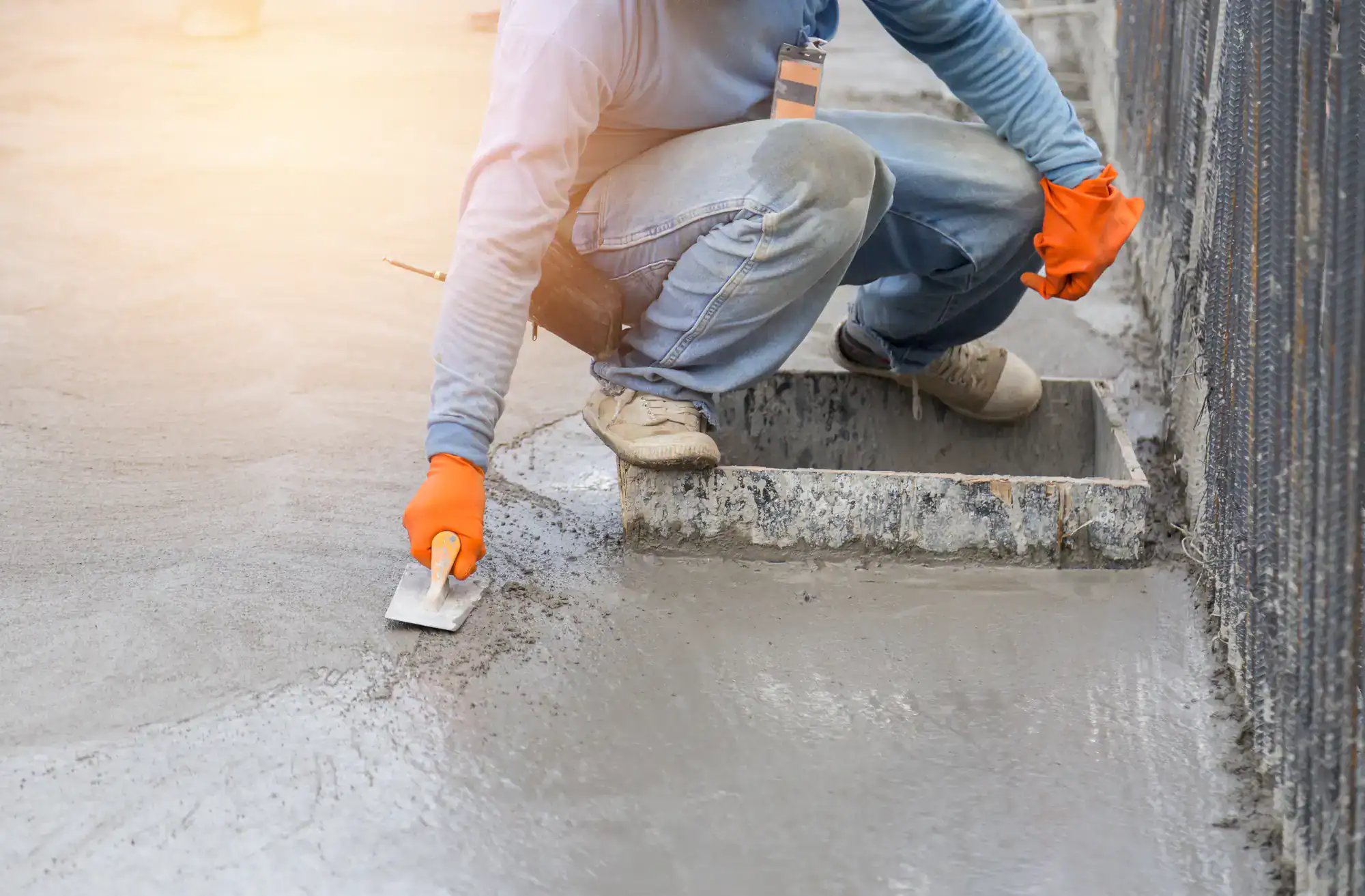Worker applying basement waterproofing sealant to foundation wall in Montgomery County, Pennsylvania
